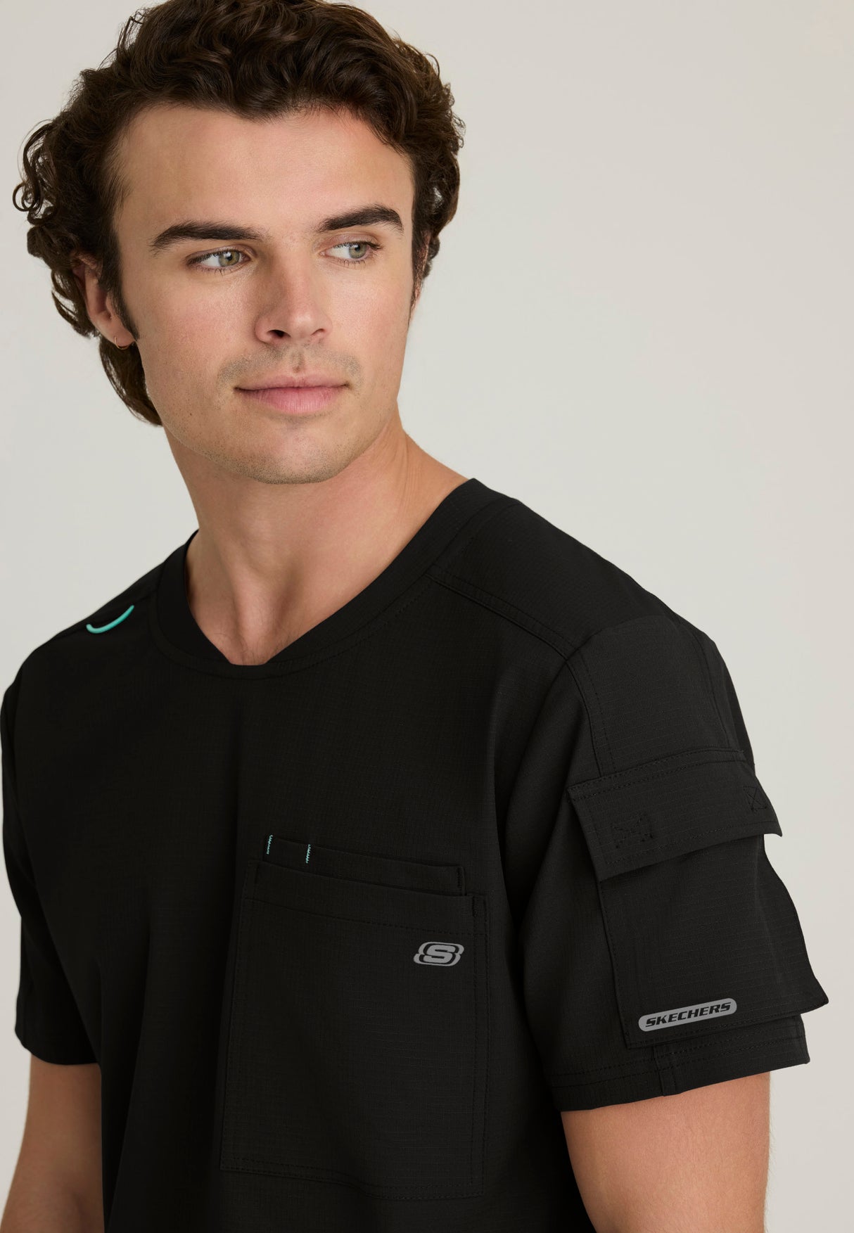 Skechers™ By Barco Ripstop Men's 3-Pocket Round-Neck  High-Low Station Top