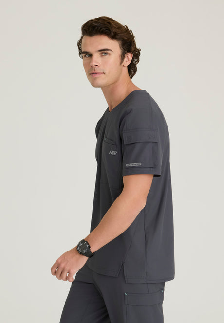 Skechers™ By Barco Ripstop Men's 3-Pocket Round-Neck  High-Low Station Top