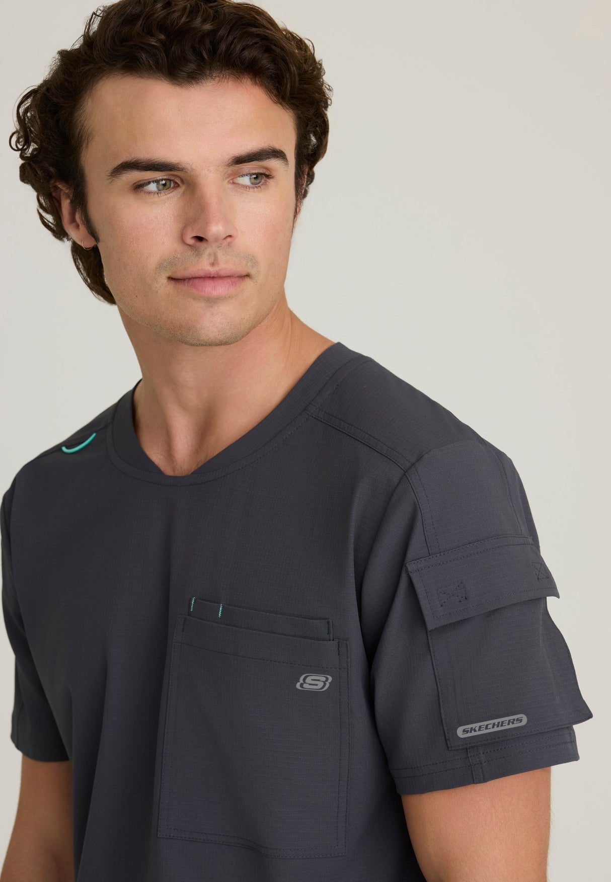 Skechers™ By Barco Ripstop Men's 3-Pocket Round-Neck  High-Low Station Top