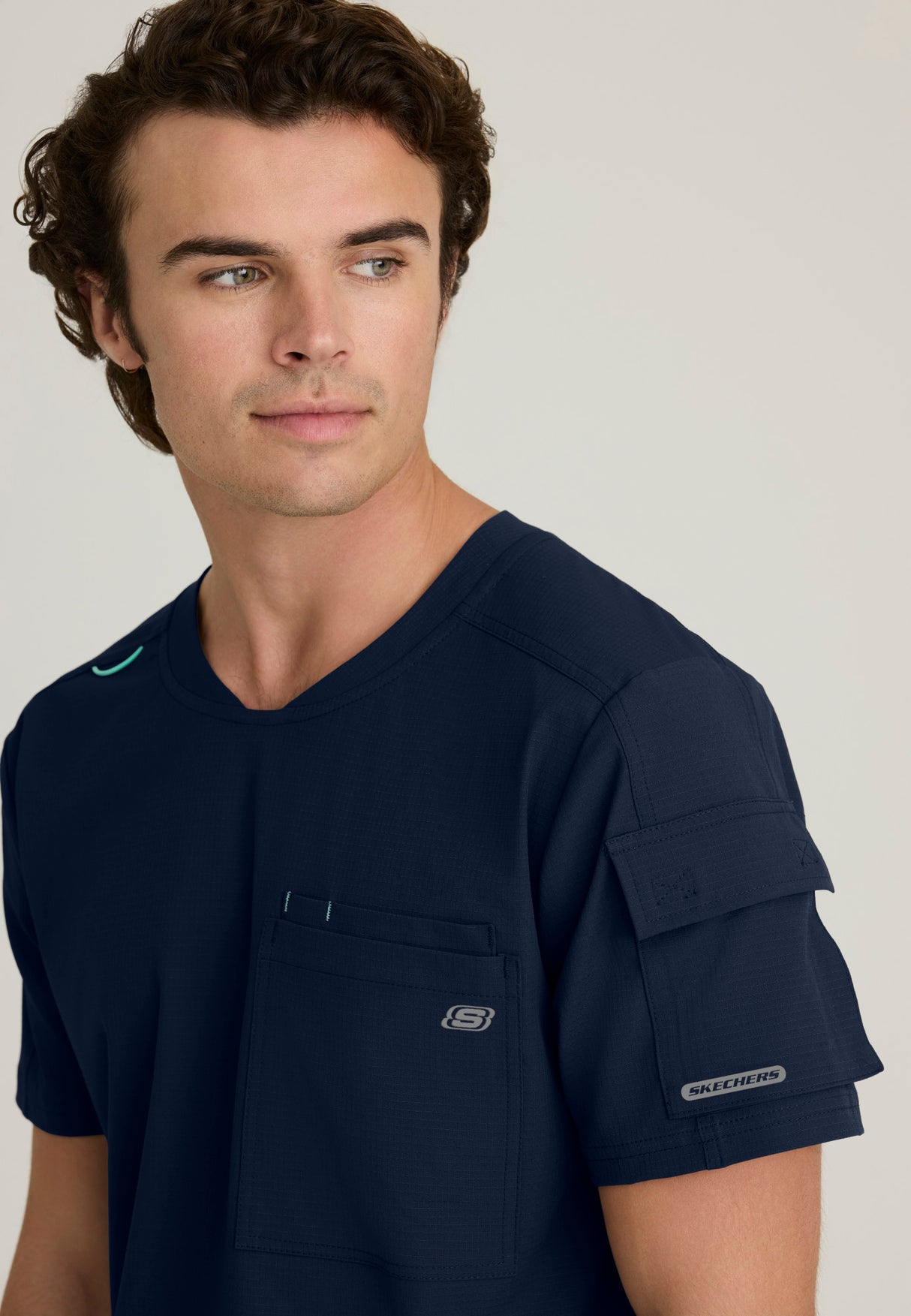 Skechers™ By Barco Ripstop Men's 3-Pocket Round-Neck  High-Low Station Top