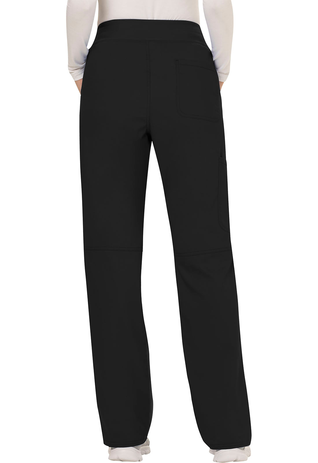 Cherokee Workwear Revolution Women's 4-Pocket Petite Mid Rise Straight Leg Pull-On Pant