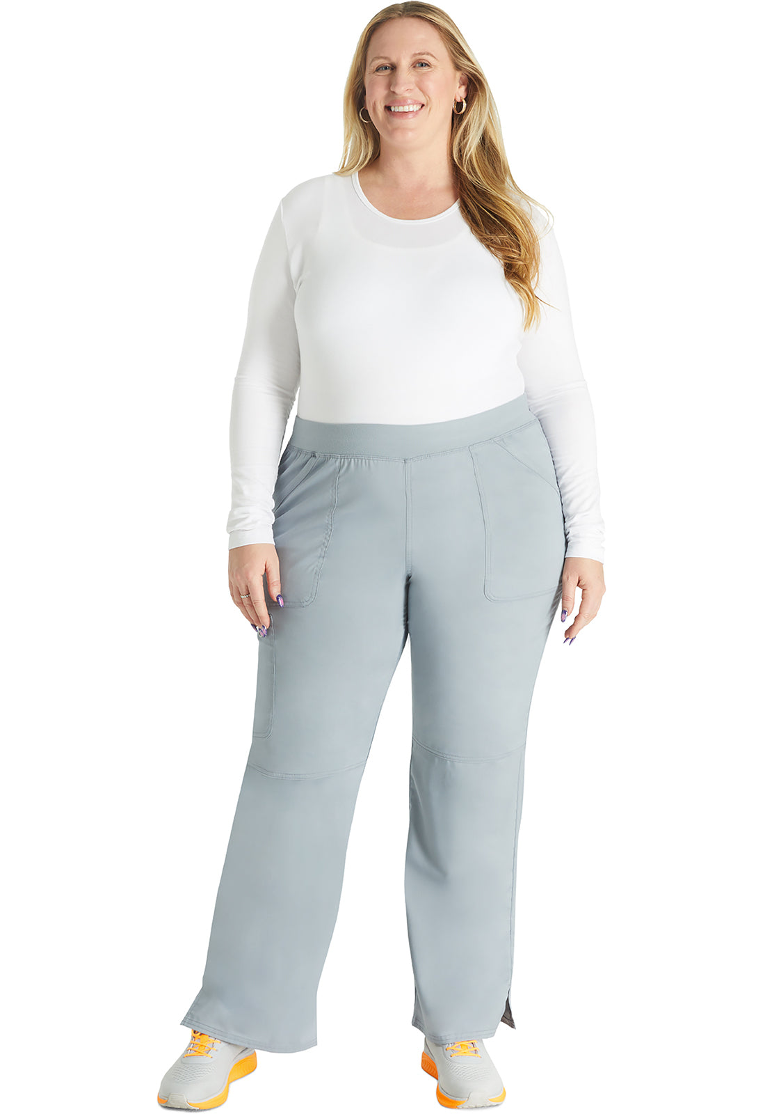 Cherokee Workwear Revolution Women's 4-Pocket Mid Rise Straight Leg Pull-On Pant