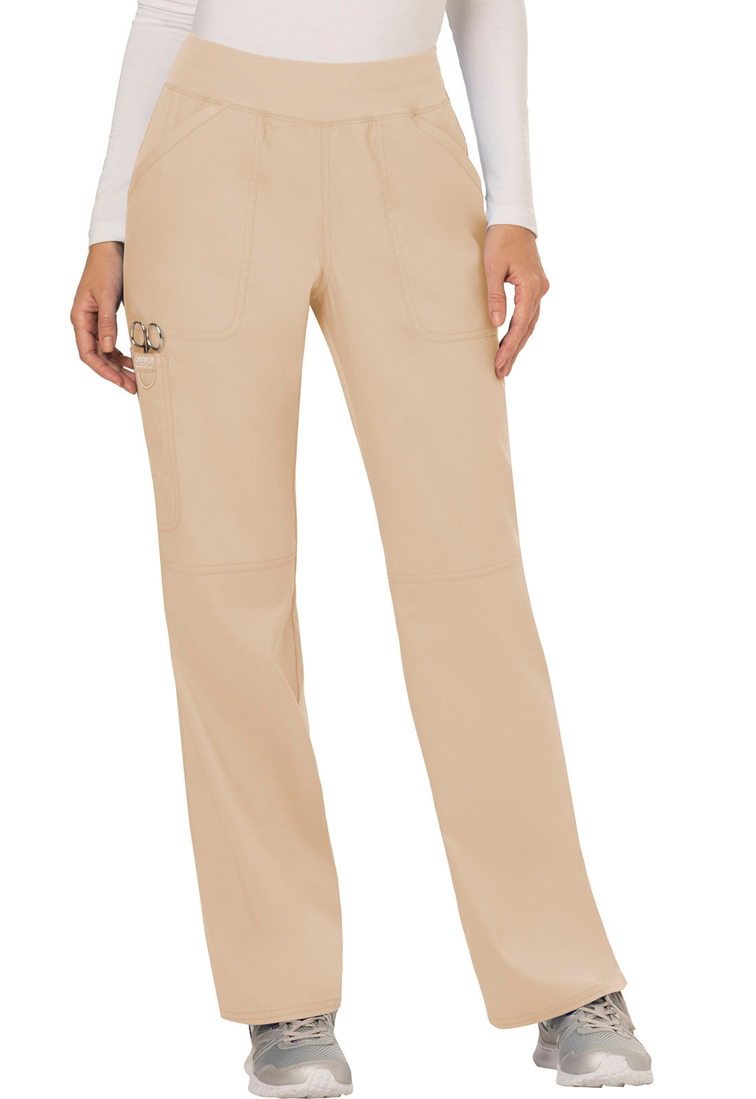 Cherokee Workwear Revolution Women's 4-Pocket Tall Mid Rise Straight Leg Pull-On Pant