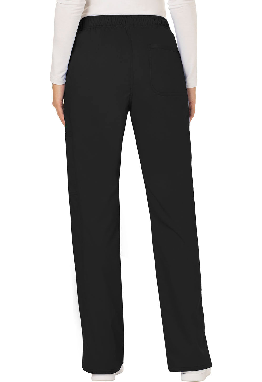 Cherokee Workwear Revolution Women's 5-Pocket Petite Mid Rise Moderate Flare Drawstring Pant