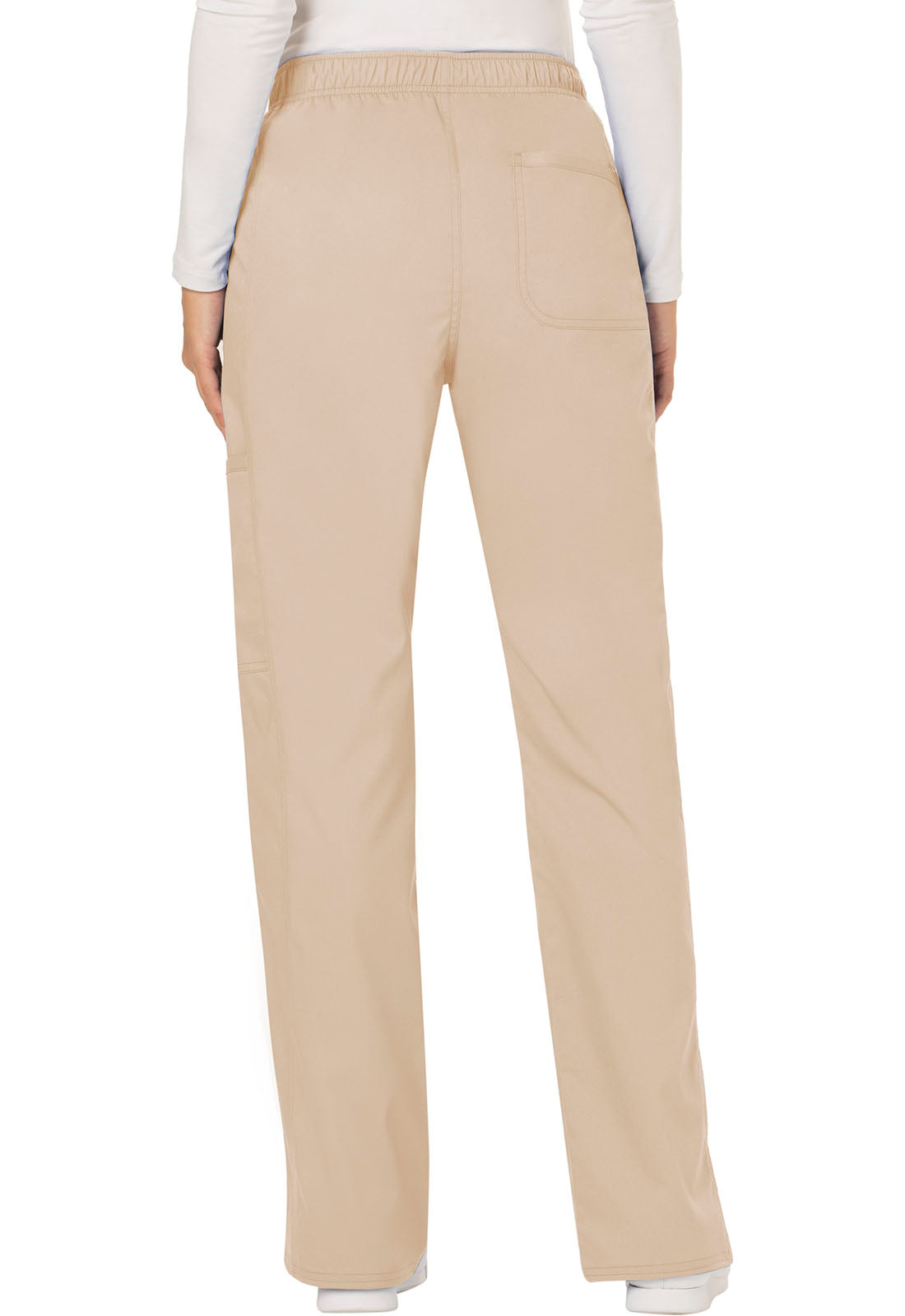 Cherokee Workwear Revolution Women's 5-Pocket Petite Mid Rise Moderate Flare Drawstring Pant