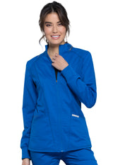 Cherokee Workwear Revolution Women's 3-Pocket Zip Front High-Low Jacket