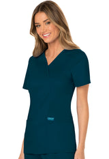 Cherokee Workwear Women's 3-Pocket Mock Wrap Top