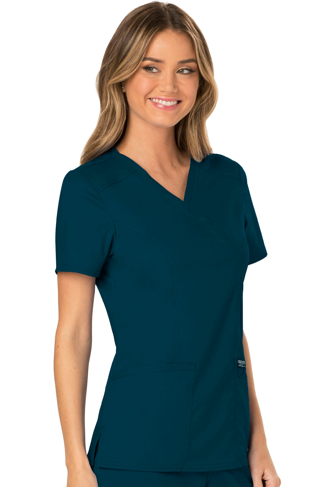 Cherokee Workwear Women's 3-Pocket Mock Wrap Top