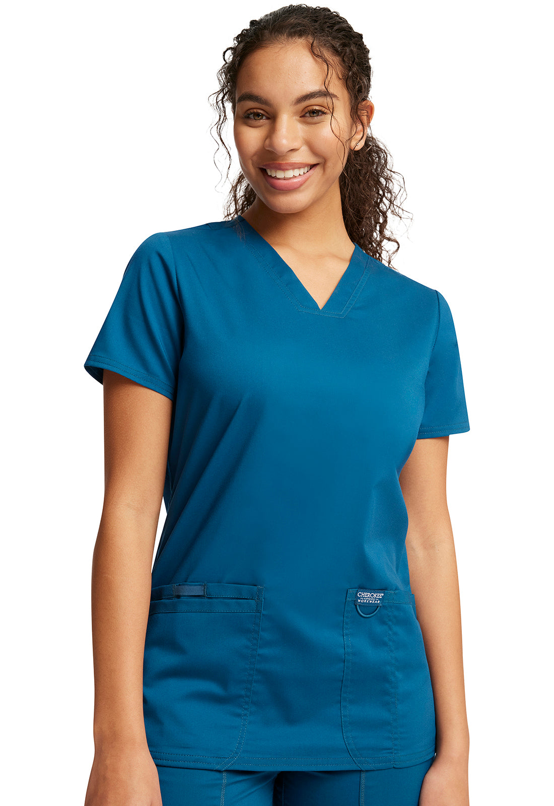 Cherokee Workwear Women's 3-Pocket V-Neck Top