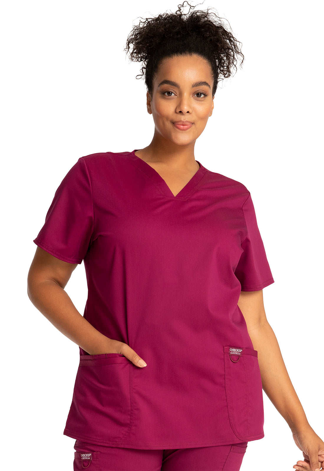 Cherokee Workwear Women's 3-Pocket V-Neck Top