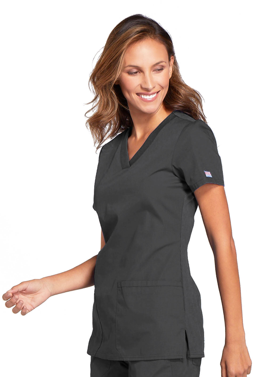 Cherokee Workwear Originals Women's 3-Pocket Mock Wrap Top