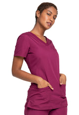 Cherokee Workwear Originals Women's 3-Pocket Mock Wrap Top