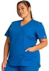 Cherokee Workwear Originals Women's 3-Pocket Mock Wrap Top