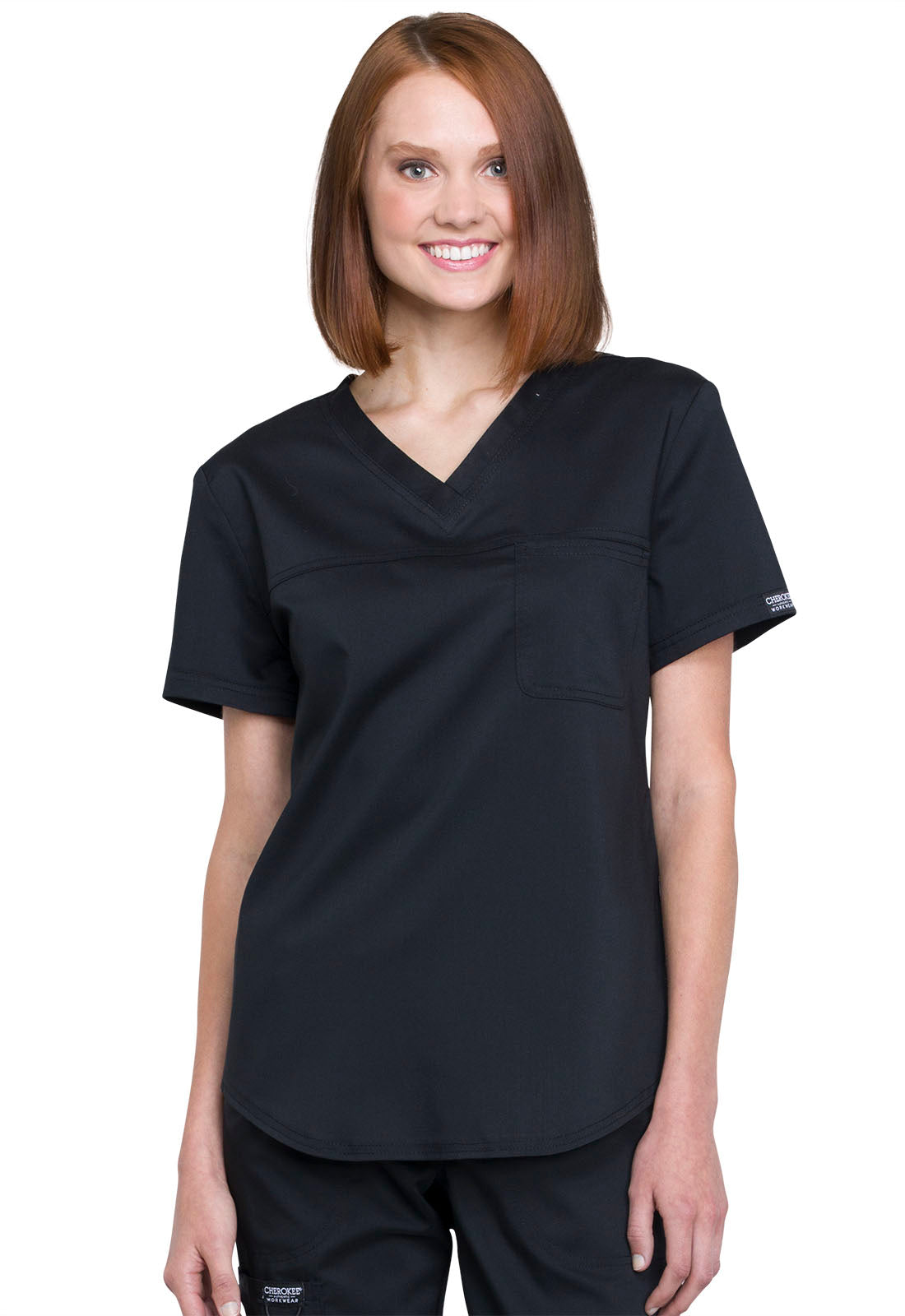 Cherokee Workwear Women's 1-Pocket Tuckable V-Neck O.R. Top