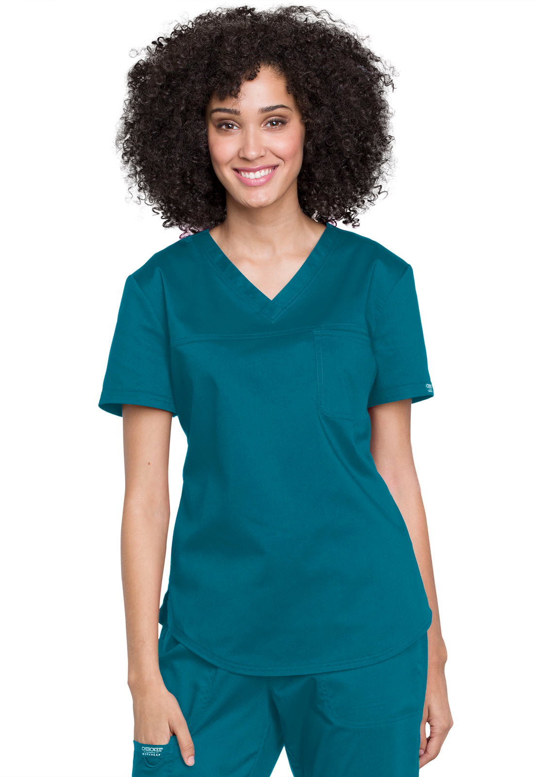 Cherokee Workwear Women's 1-Pocket Tuckable V-Neck O.R. Top