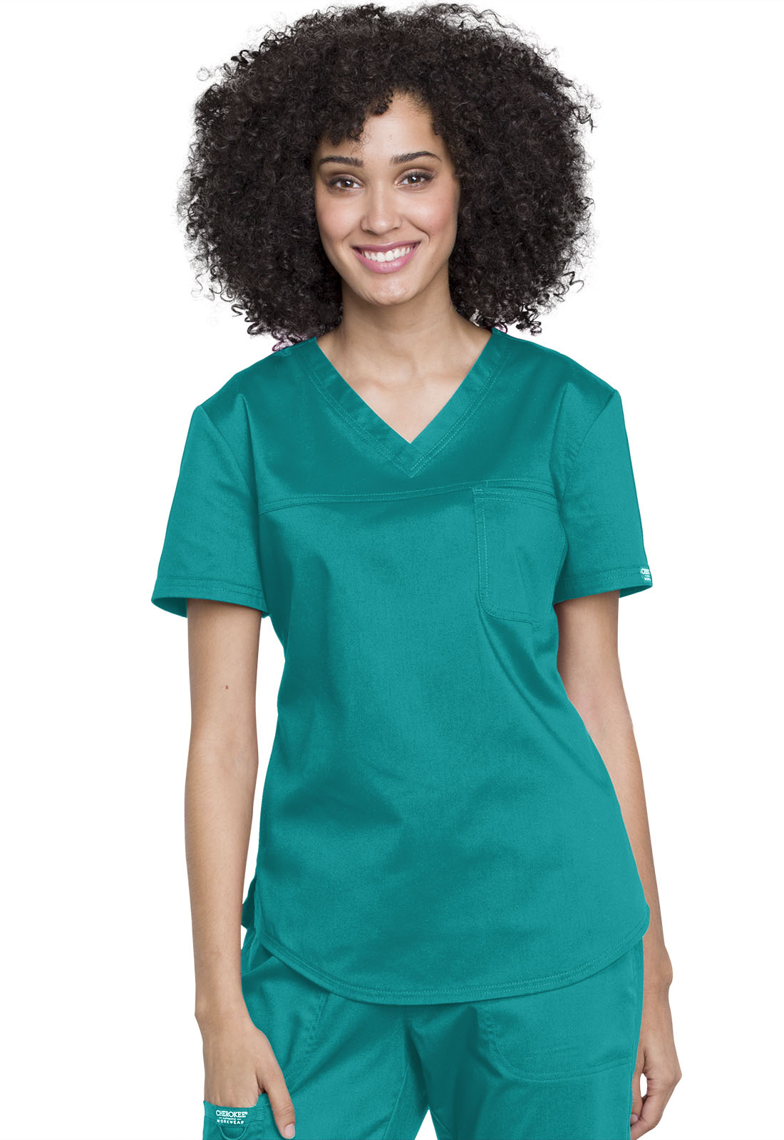 Cherokee Workwear Women's 1-Pocket Tuckable V-Neck O.R. Top