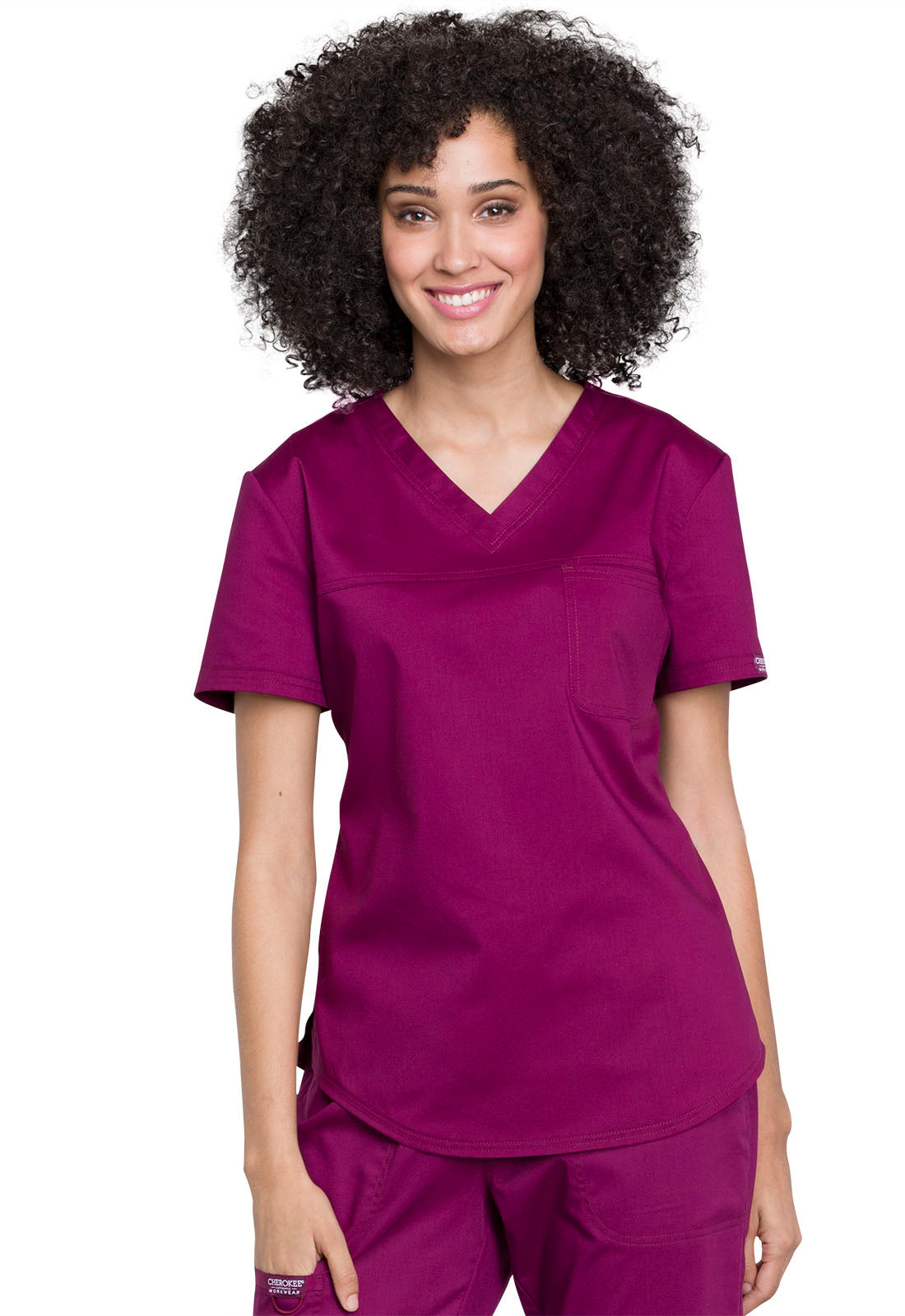 Cherokee Workwear Women's 1-Pocket Tuckable V-Neck O.R. Top