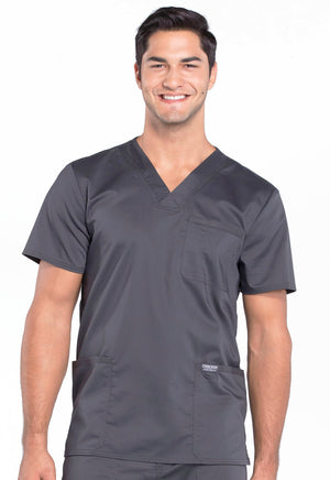 Cherokee Workwear Revolution Men's 3-Pocket V-Neck Top