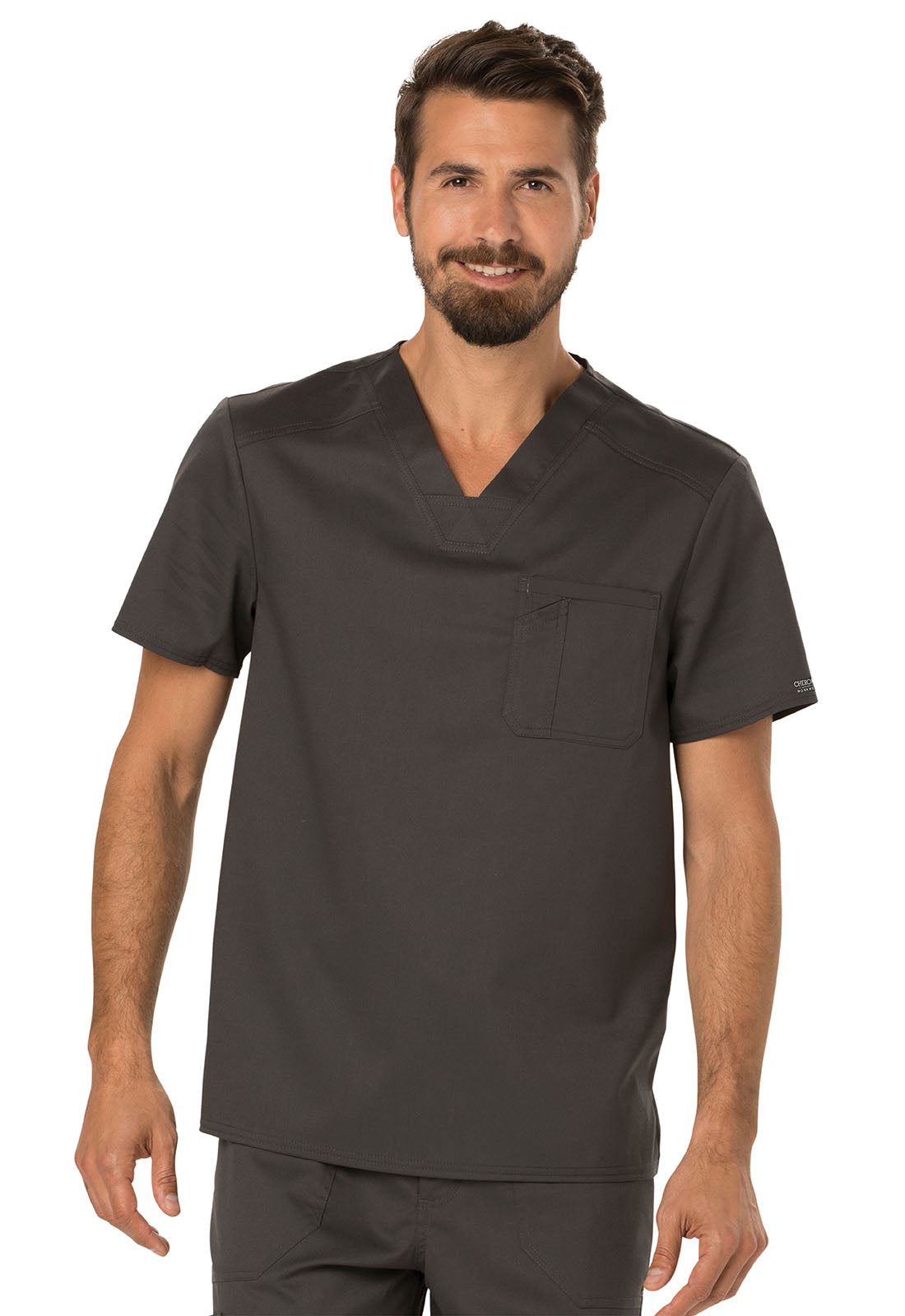 Cherokee Workwear Revolution Men's 1-Pocket Tuckable V-Neck Top