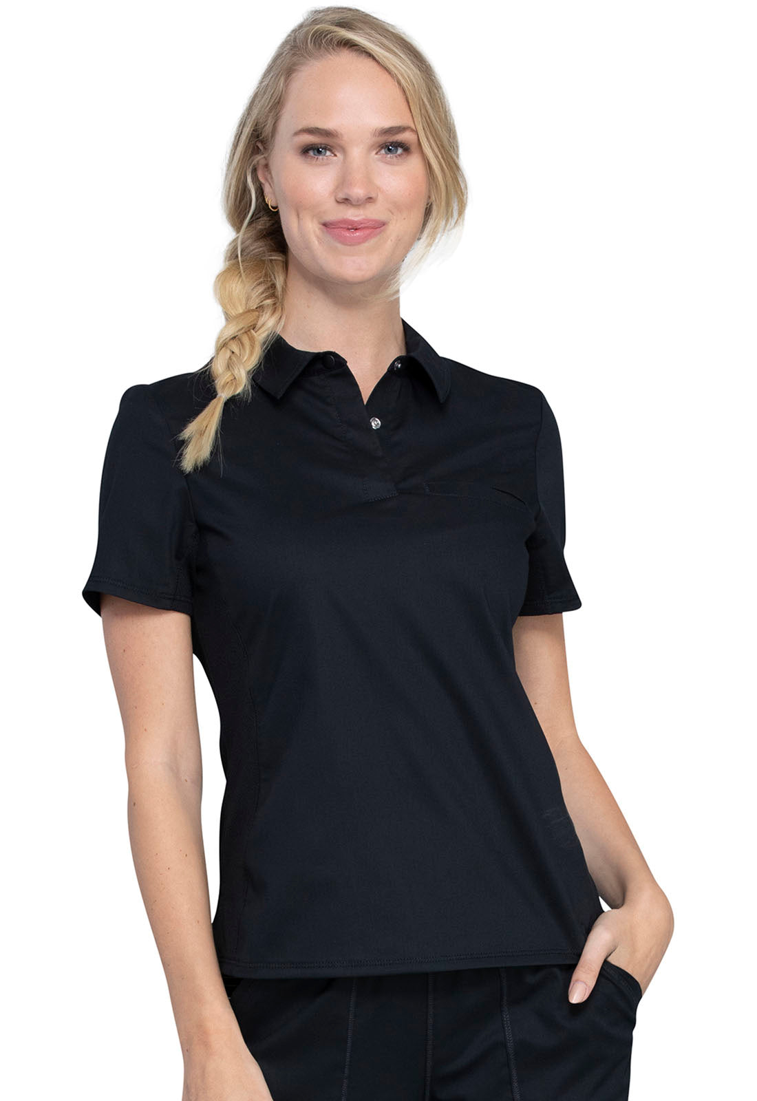 Cherokee Workwear Women's 1-Pocket Tuckable Snap Front Polo Shirt