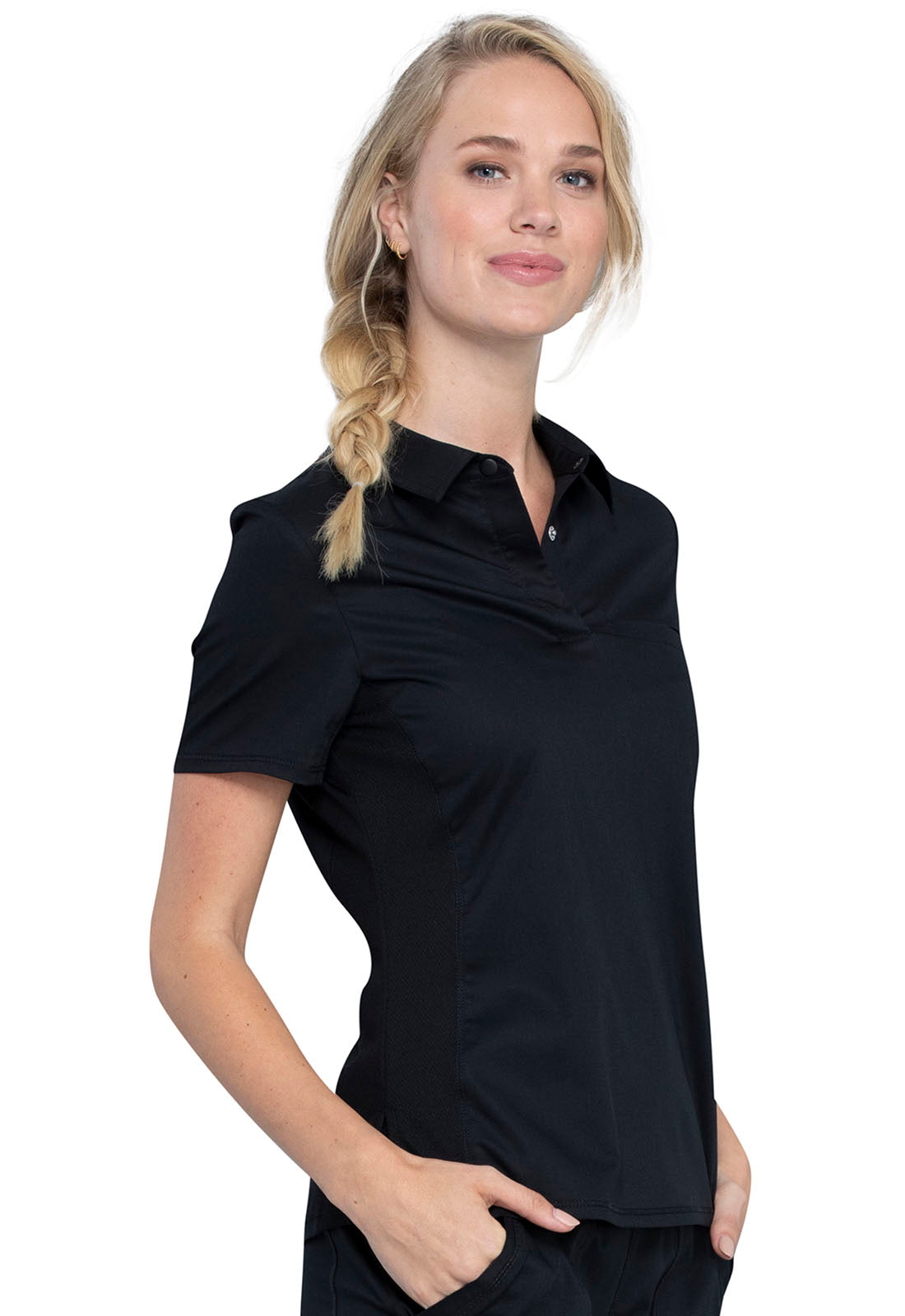 Cherokee Workwear Women's 1-Pocket Tuckable Snap Front Polo Shirt