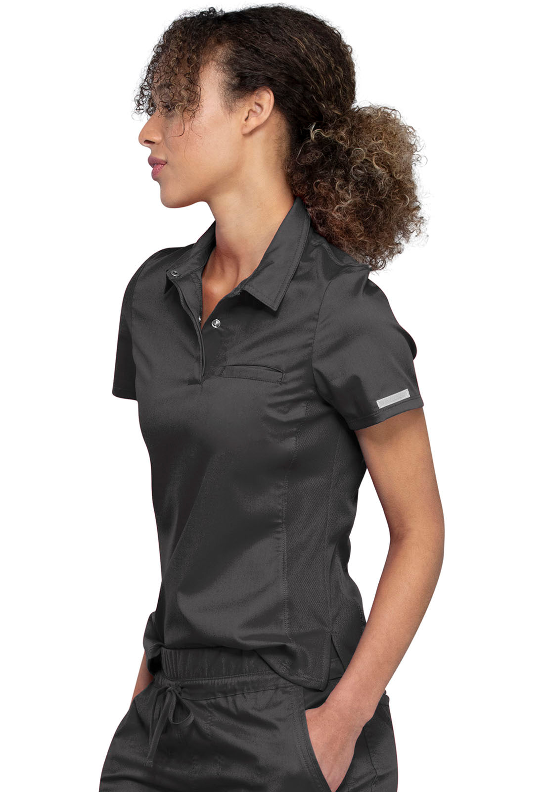 Cherokee Workwear Women's 1-Pocket Tuckable Snap Front Polo Shirt