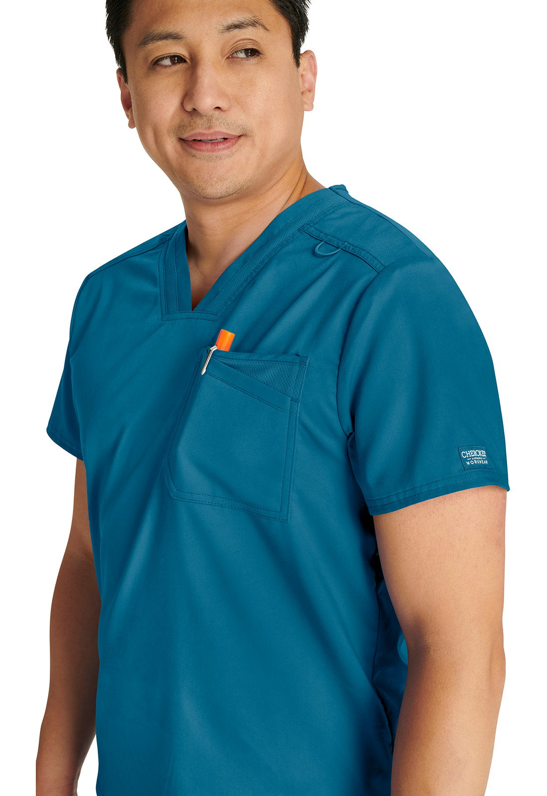 Cherokee Workwear Revolution Men's 2-Pocket V-Neck Top