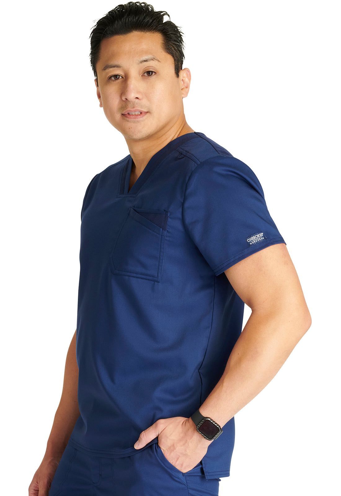 Cherokee Workwear Revolution Men's 2-Pocket V-Neck Top