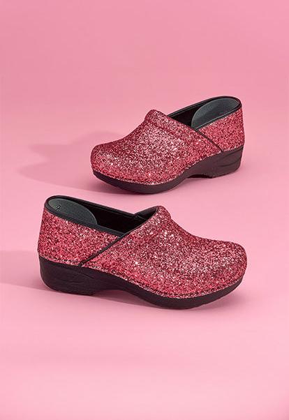 Dansko XP 2.0 Women's Pink Glitter Stapled Clog