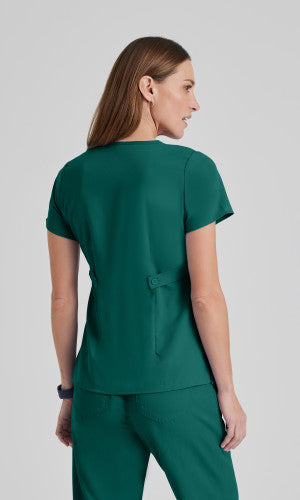 Grey's Anatomy™ Women's Riley 3-Pocket Mock Wrap V-Neck Scrub Top