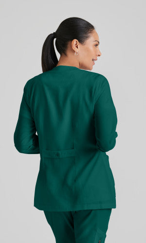 Grey's Anatomy™ Women's Jamie 4-Pocket Snap-Front Crewneck Warm-Up