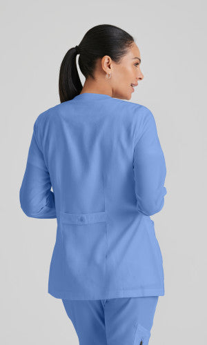 Grey's Anatomy™ Women's Jamie 4-Pocket Snap-Front Crewneck Warm-Up