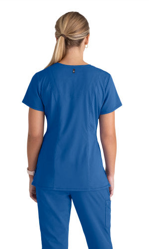 Grey's Anatomy™ Spandex Stretch Women's Serena 3-Pocket Curved V-Neck Scrub Top