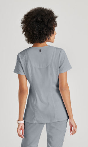 Grey's Anatomy™ Spandex Stretch Women's Serena 3-Pocket Curved V-Neck Scrub Top