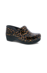 Dansko XP 2.0 Women's Brown Leopard Patent Stapled Clog
