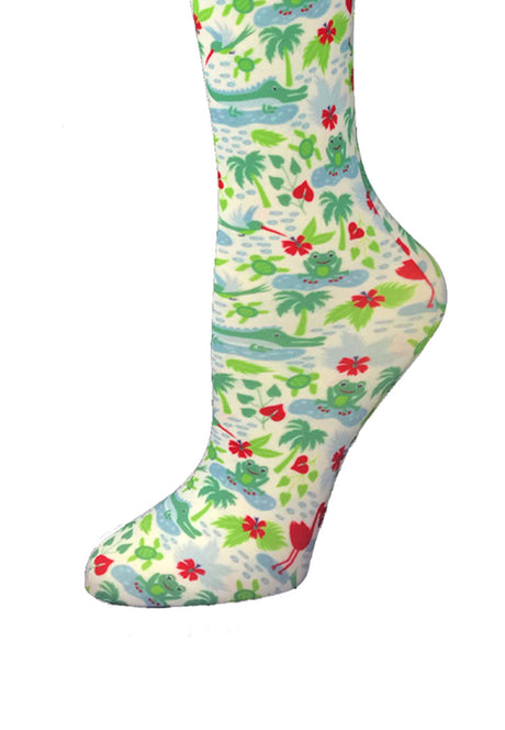 Cutieful Oasis Print Sheer Knee High Compression Socks 8-15 mmHg