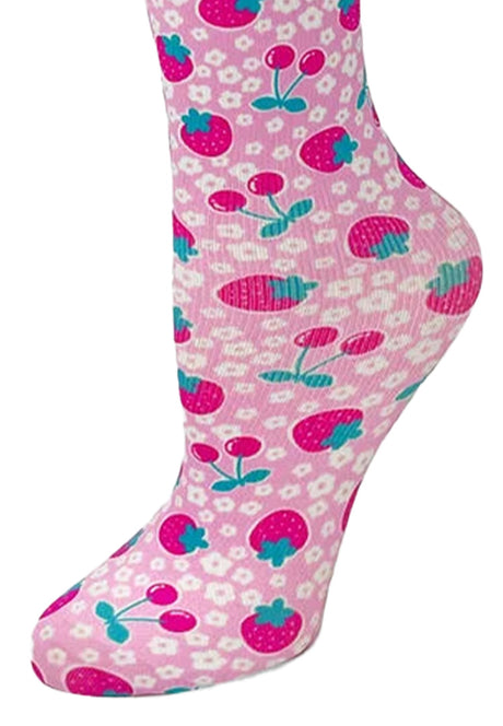Cutieful Very Berry Print Sheer Knee High Compression Socks 8-15 mmHg