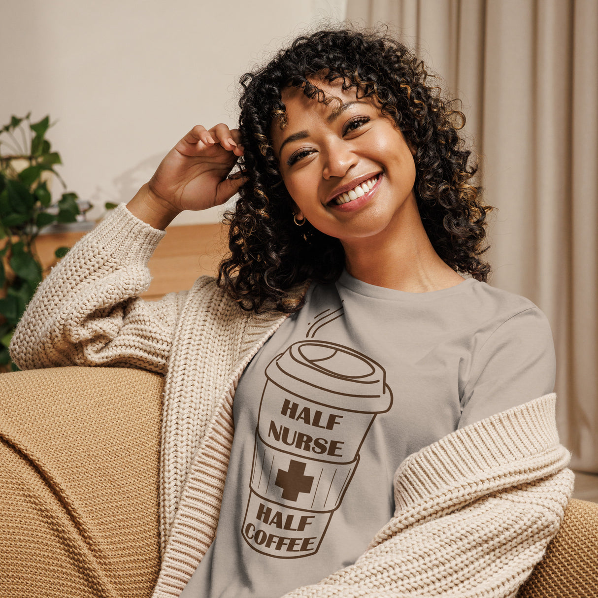 "Half Nurse, Half Coffee" Women's Relaxed T-Shirt